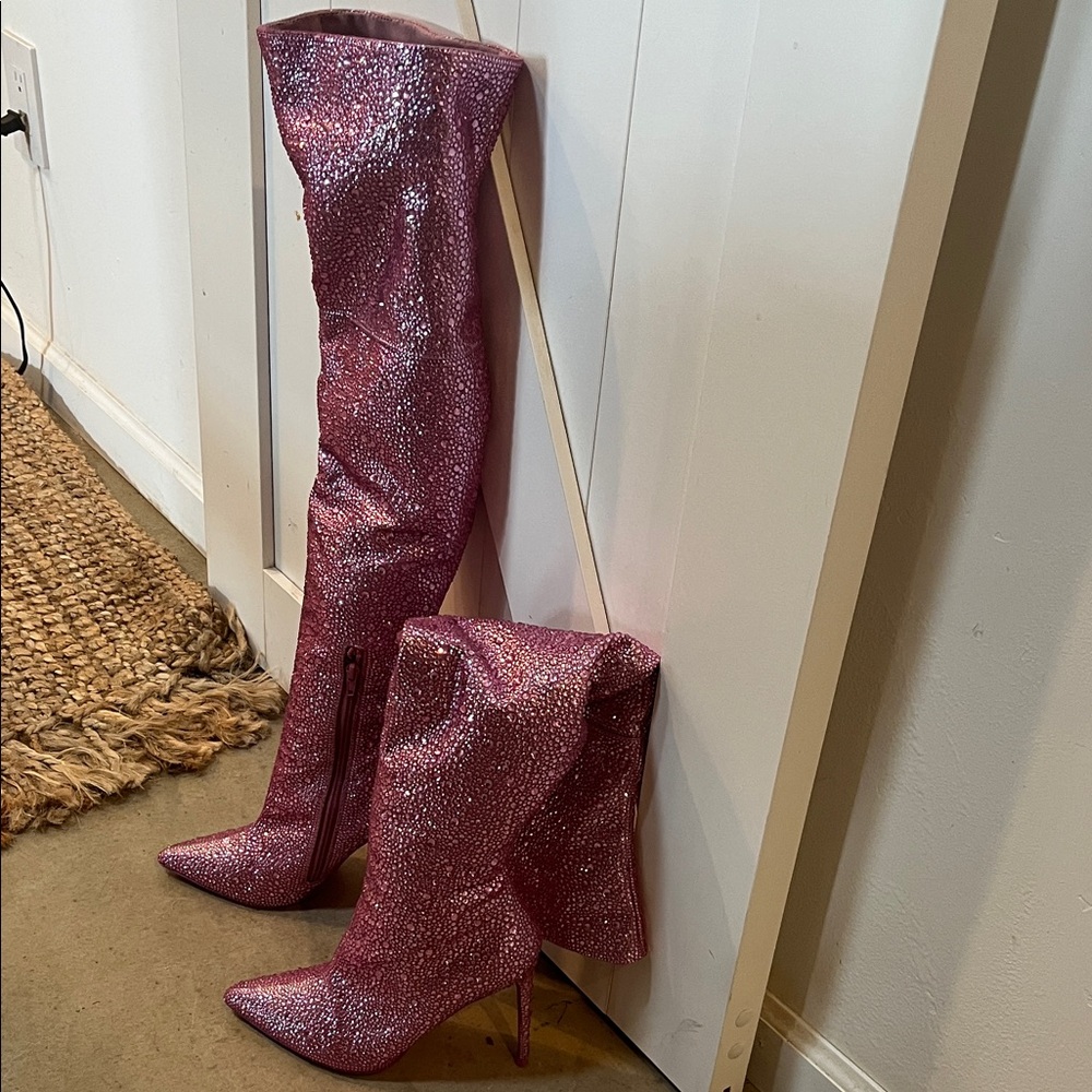 Dazzling Jewel Pink Over-the-Knee Thigh High Boots. Vivianne/VIVI 13S1. Size 7.5 - Picture 3 of 7